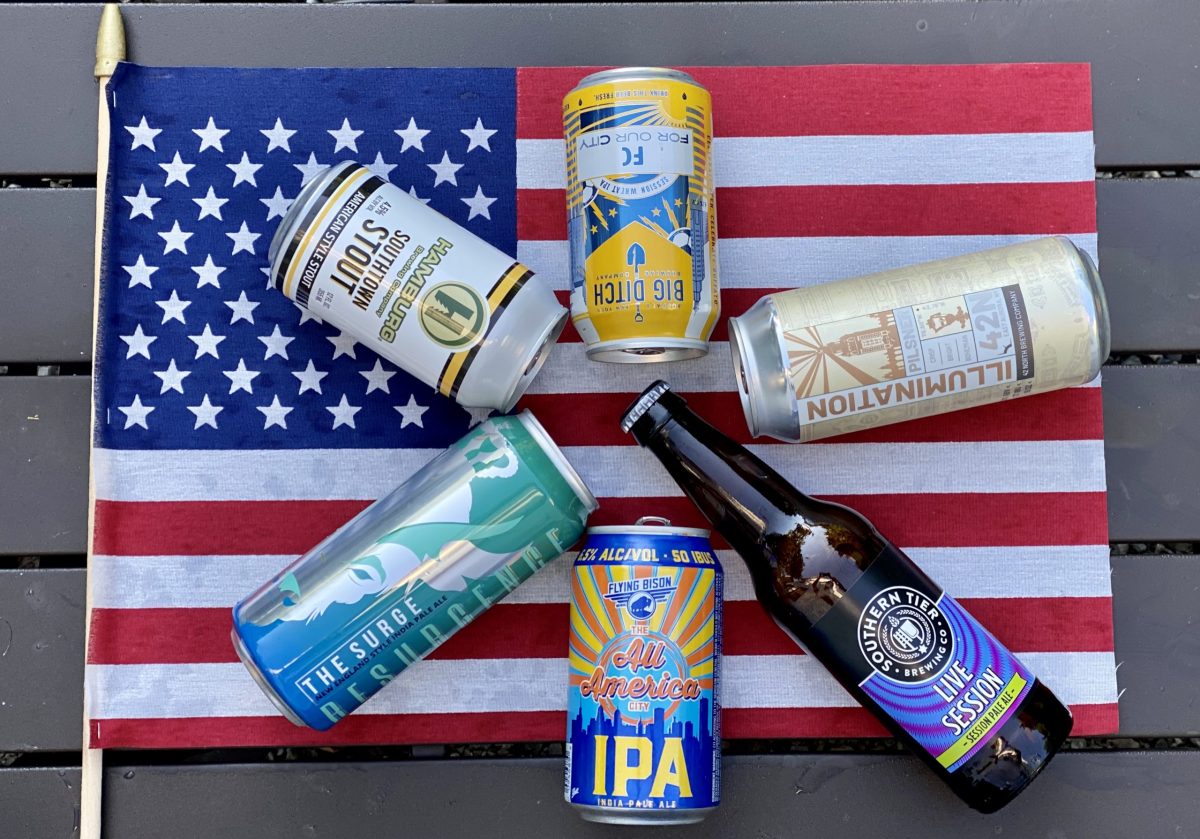 Buffalo craft beer on an American flag